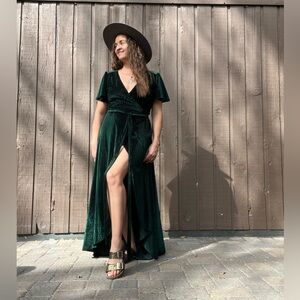 Baltic Born Emerald Green Witchy Priestess Velvet Wrap Dress Maxi Large